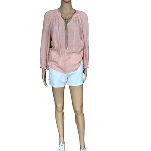 Democracy Long Sleeve Peach Pink  Blouse Size S NWT